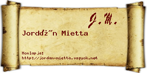 Jordán Mietta névjegykártya